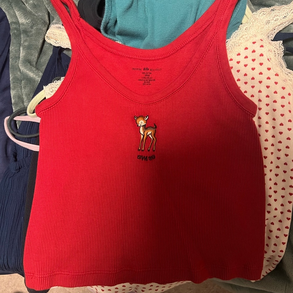 Red Tank Top with Deer Design BNWT